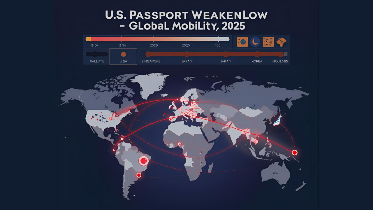 U.S. Passport Weakens to Record Low as Global Mobility Shifts-min